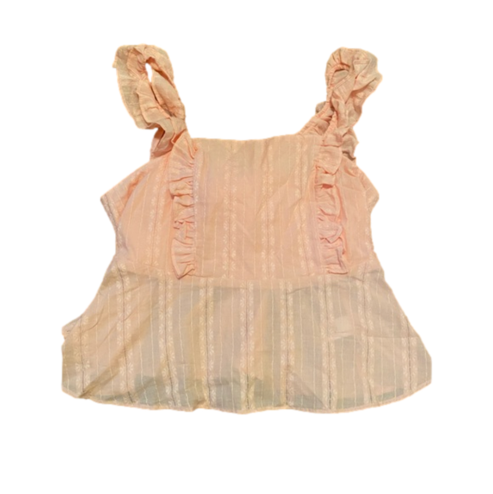 LC Lauren Conrad Pink Ruffle Strap Cotton Blend Tank Top